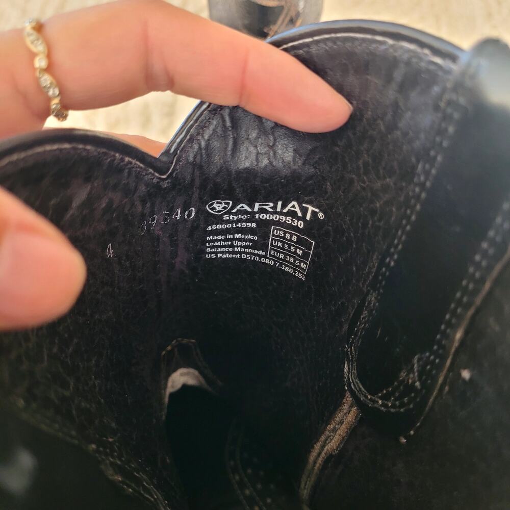 Ariat Black Mid Rise Cowboy Western Boots Sz 8 - Picture 5 of 7